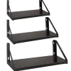 Merkloos Set van 3 Wandplanken, Zwevende Boeken Planken, 30, 35 en 40 cm lang, Zwart