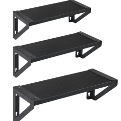 Merkloos Set van 3 Wandplanken, Zwevende Boeken Planken, 30, 35 en 40 cm lang, Zwart