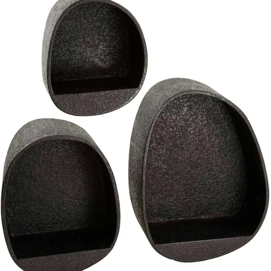 Wandrekken-Emob Set van 3 wandschappen Licorice-liquid metal