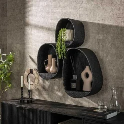 Wandrekken-Emob Set van 3 wandschappen Licorice-liquid metal