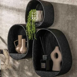 Wandrekken-Emob Set van 3 wandschappen Licorice-liquid metal
