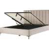 2-Persoons Bedden-Beliani SEZANNE - Bed met opbergruimte - Taupe - 180 x 200 cm - Fluweel