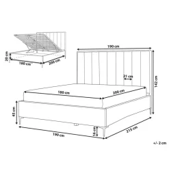 2-Persoons Bedden-Beliani SEZANNE - Bed met opbergruimte - Taupe - 180 x 200 cm - Fluweel