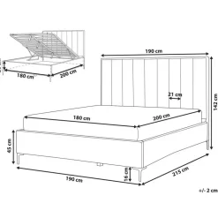 2-Persoons Bedden-Beliani SEZANNE - Bed met opbergruimte - Taupe - 180 x 200 cm - Fluweel