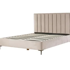 2-Persoons Bedden-Beliani SEZANNE - Bed met opbergruimte - Taupe - 180 x 200 cm - Fluweel