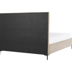 2-Persoons Bedden-Beliani SEZANNE - Bed met opbergruimte - Taupe - 180 x 200 cm - Fluweel