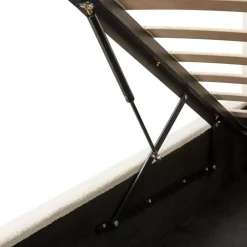 2-Persoons Bedden-Beliani SEZANNE - Bed met opbergruimte - Gebroken wit - 160 x 200 cm - Bouclé