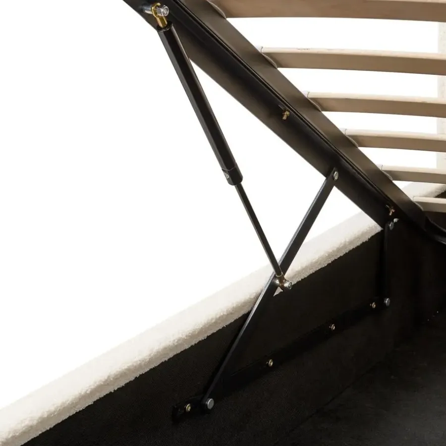 2-Persoons Bedden-Beliani SEZANNE - Bed met opbergruimte - Gebroken wit - 160 x 200 cm - Bouclé