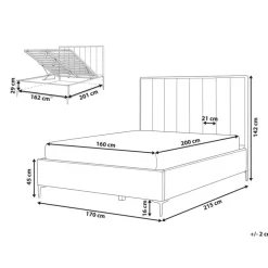 2-Persoons Bedden-Beliani SEZANNE - Bed met opbergruimte - Gebroken wit - 160 x 200 cm - Bouclé