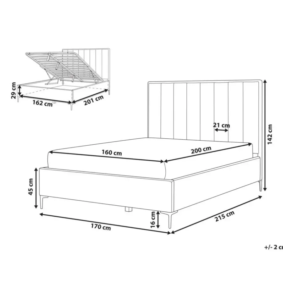 2-Persoons Bedden-Beliani SEZANNE - Bed met opbergruimte - Gebroken wit - 160 x 200 cm - Bouclé