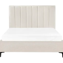2-Persoons Bedden-Beliani SEZANNE - Bed met opbergruimte - Gebroken wit - 160 x 200 cm - Bouclé