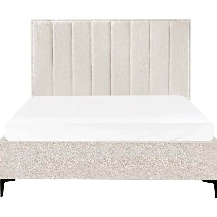 2-Persoons Bedden-Beliani SEZANNE - Bed met opbergruimte - Gebroken wit - 160 x 200 cm - Bouclé