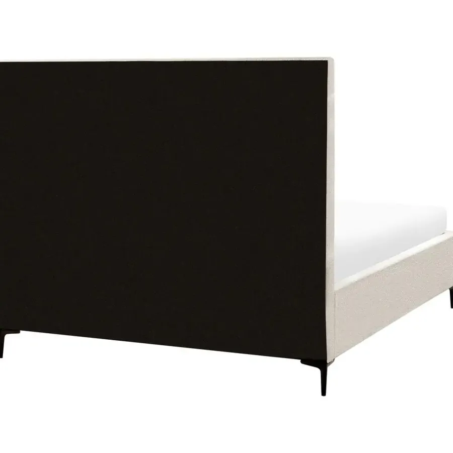 2-Persoons Bedden-Beliani SEZANNE - Bed met opbergruimte - Gebroken wit - 160 x 200 cm - Bouclé