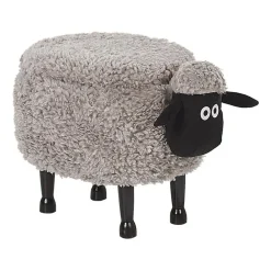 Hockers En Voetenbanken-Beliani SHEEP - Hocker - Grijs - Polyester
