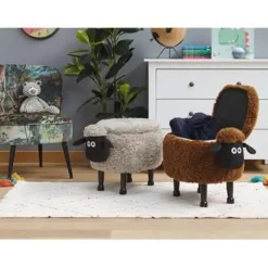 Hockers En Voetenbanken-Beliani SHEEP - Hocker - Grijs - Polyester