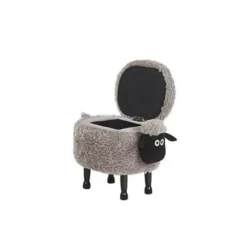 Hockers En Voetenbanken-Beliani SHEEP - Hocker - Grijs - Polyester