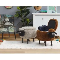 Hockers En Voetenbanken-Beliani SHEEP - Hocker - Grijs - Polyester