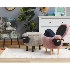 Hockers En Voetenbanken-Beliani SHEEP - Hocker - Roze - Polyester