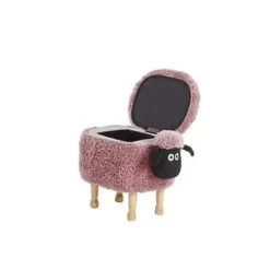 Hockers En Voetenbanken-Beliani SHEEP - Hocker - Roze - Polyester