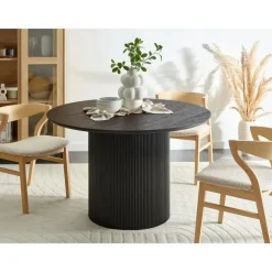 Ronde Eettafels-Beliani SHEHO - Eettafel - Zwart - 120 cm - MDF