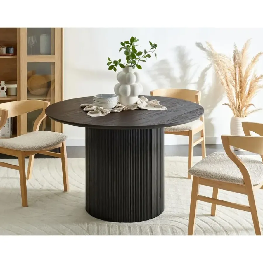 Ronde Eettafels-Beliani SHEHO - Eettafel - Zwart - 120 cm - MDF