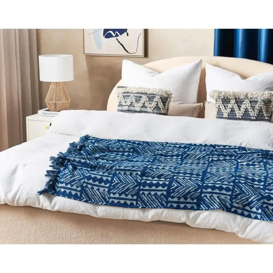 Beliani SHIVPURI - Plaid - Blauw - 130 x 180 cm - Katoen