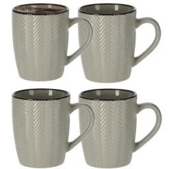 Kopjes, Mokken En Bekers-Leen Bakker Siaki Koffiemok/theemok - Fishbone - lichtgrijs - 370 ml