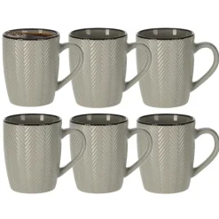 Kopjes, Mokken En Bekers-Leen Bakker Siaki Koffiemok/theemok - Fishbone - lichtgrijs - 370 ml