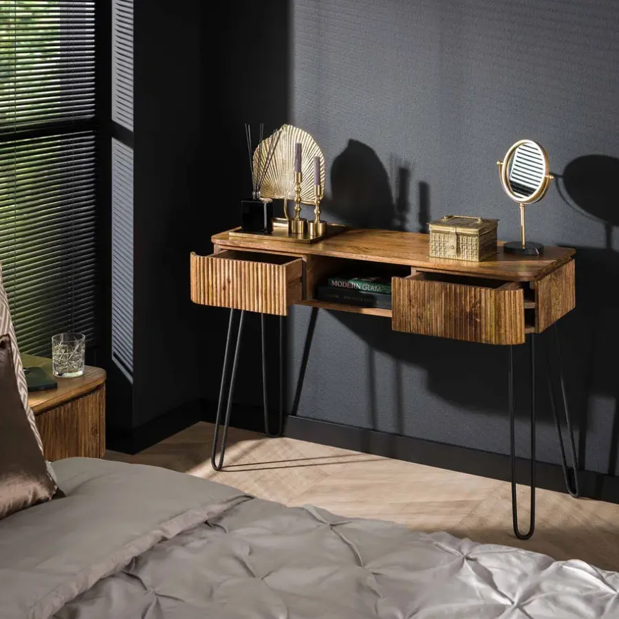 Dimehouse Sidetable Maria mangohout 2 lades - 40x110x77 cm - Mangohout - Bruin