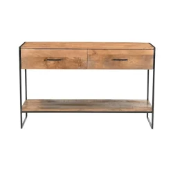 Sidetables-Livingfurn Sidetable Naturel Mangohout - Metaal - 120x35x75cm - Elin