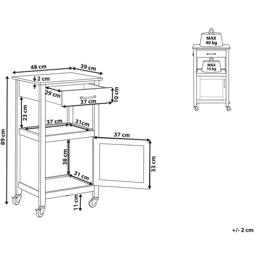 Trolleys-Beliani SIENA - Keukentrolley - Wit - MDF