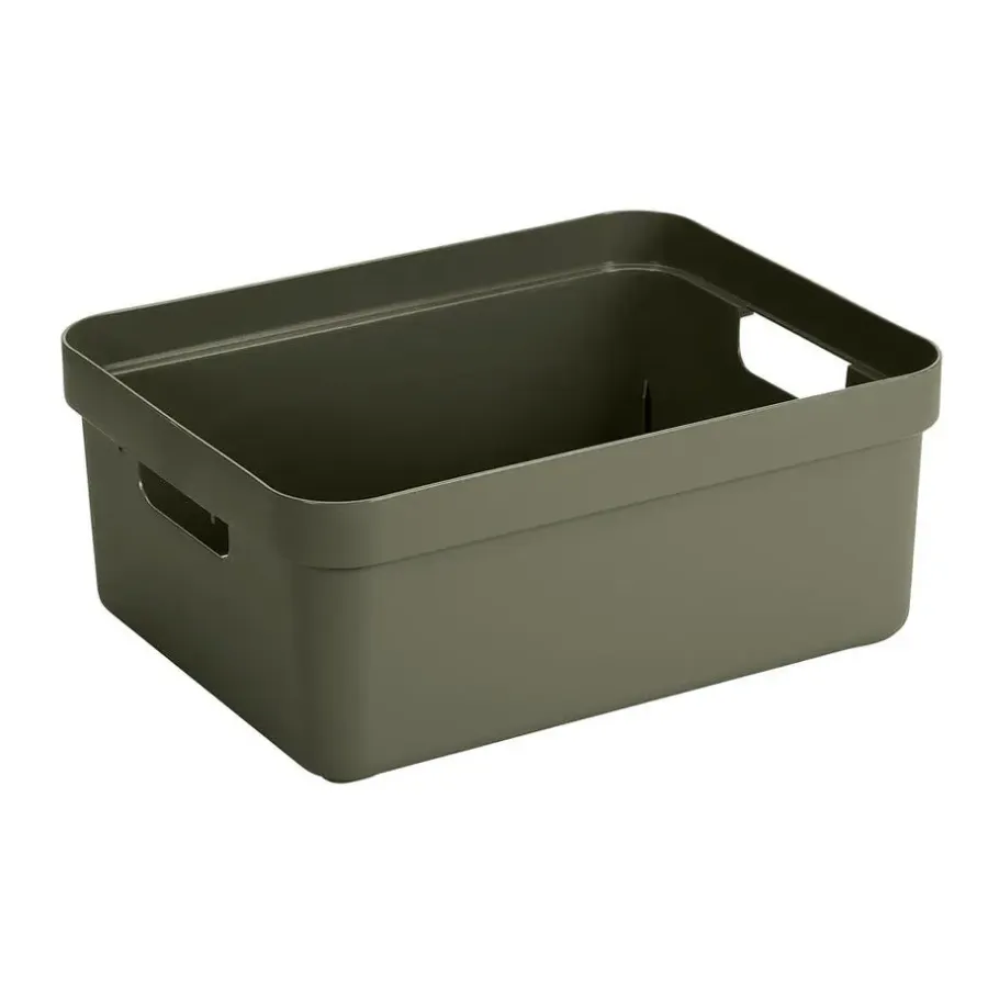 Opbergboxen-Leen Bakker Sigma home box 24 liter - donkergroen - 45,3x35,4x18,3 cm