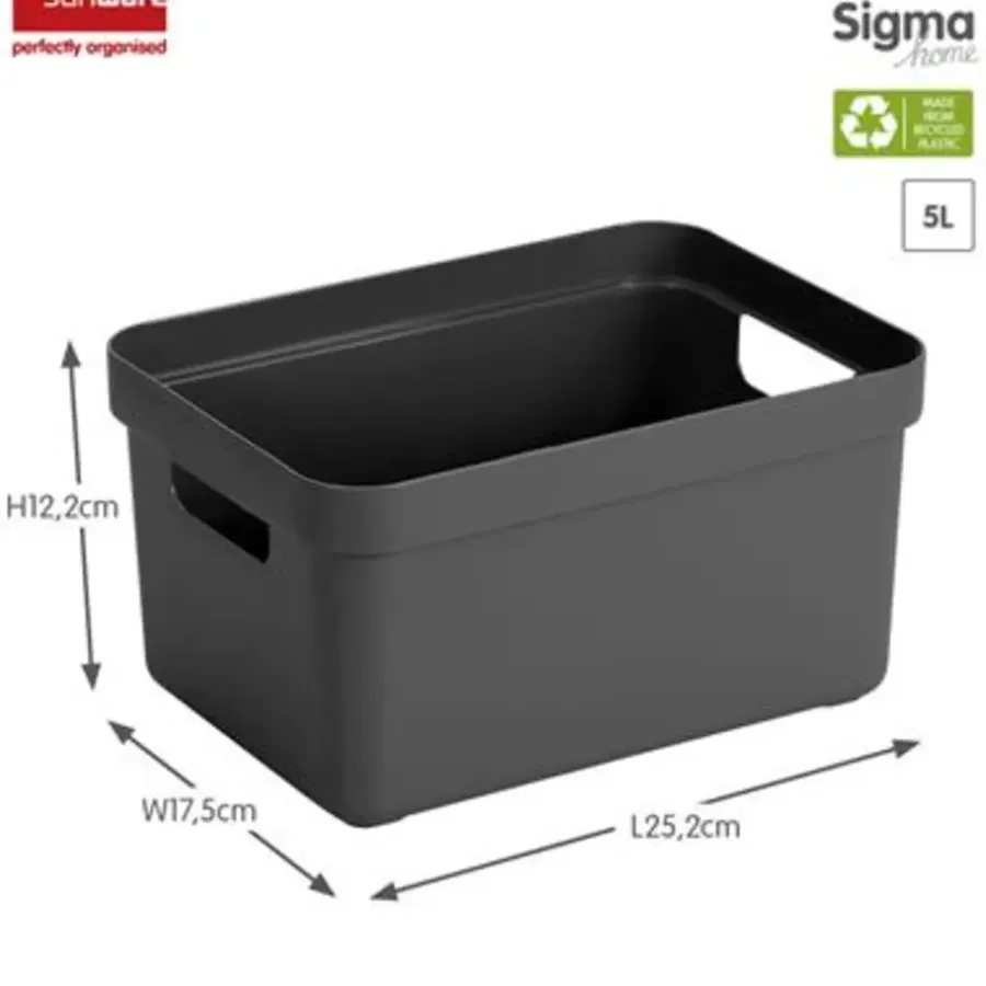 Opbergboxen-Sunware Sigma home opbergbox 5L antraciet