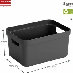 Opbergboxen-Sunware Sigma home opbergbox 5L antraciet