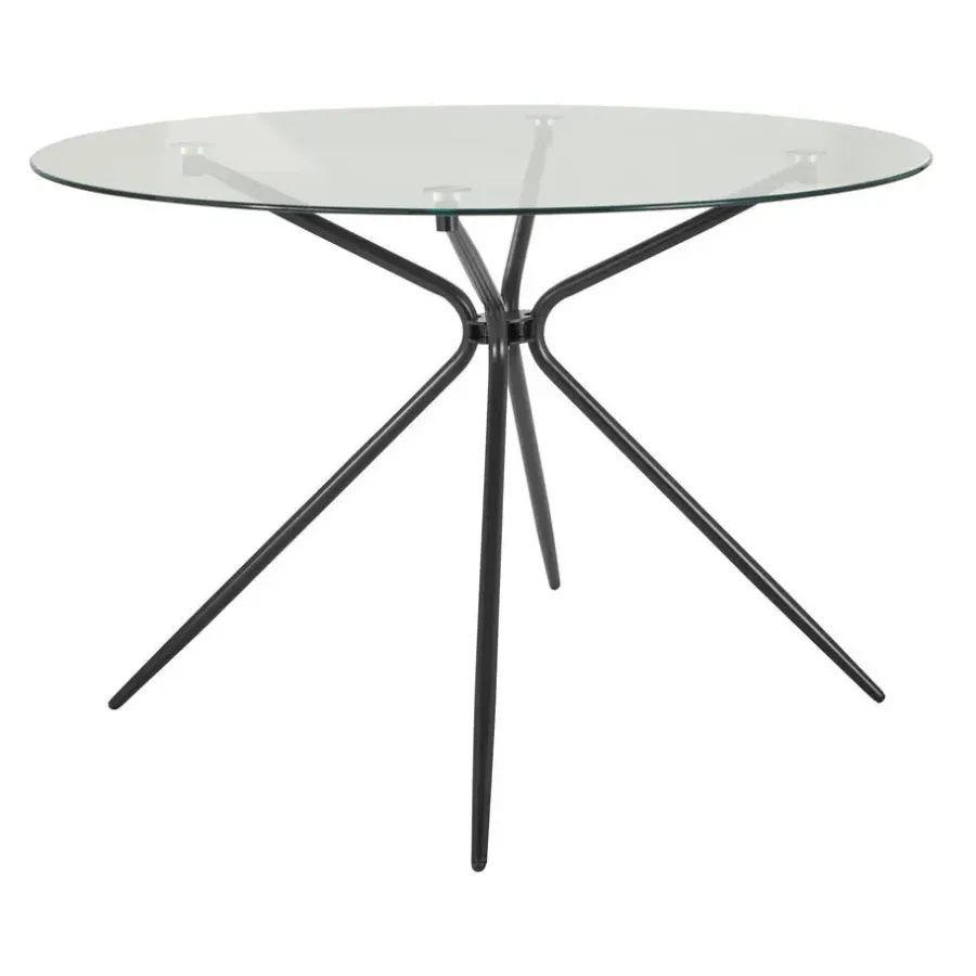 Industriële Eettafels-Loft24 Silvie - Ronde eettafel Ø110 cm 4 zitplaatsen in glas / zwart