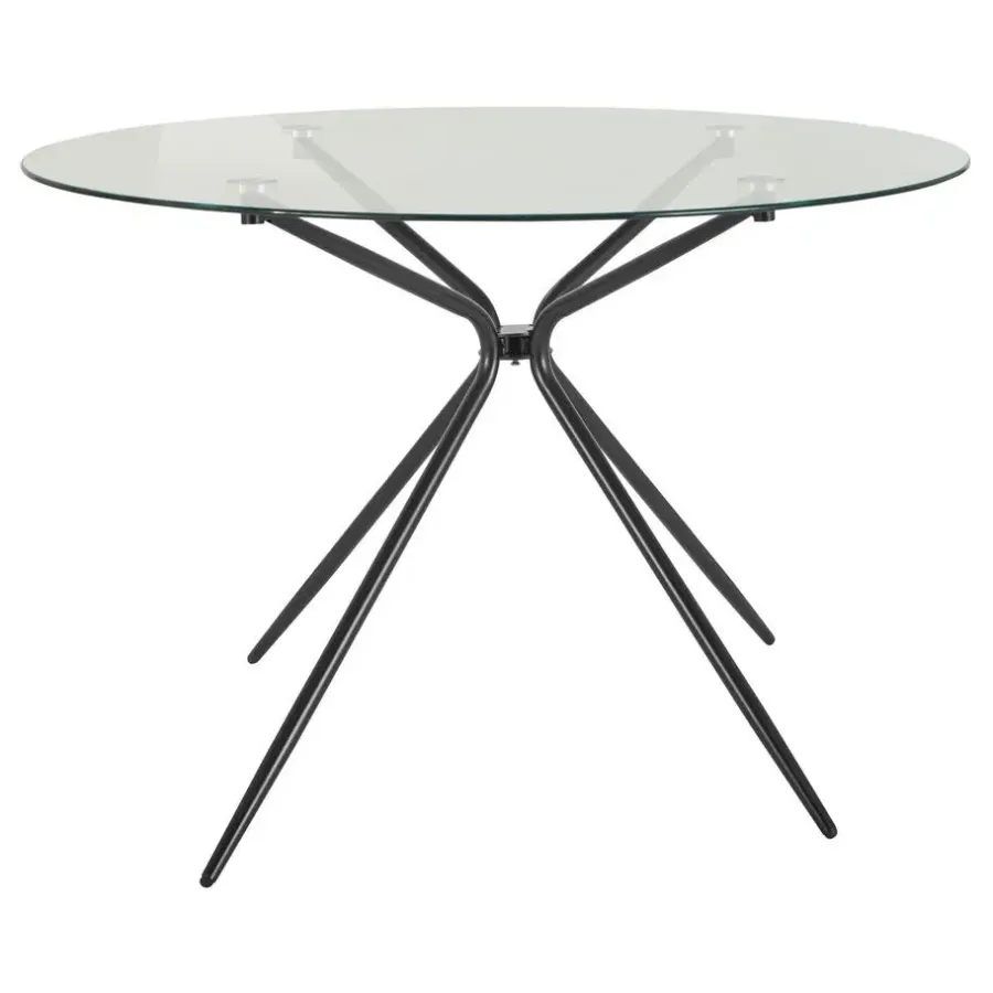 Industriële Eettafels-Loft24 Silvie - Ronde eettafel Ø110 cm 4 zitplaatsen in glas / zwart