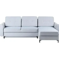 Slaapbanken|Slaapbanken-Leen Bakker SIMRIS - Hoekslaapbank - Blauw - Linkszijdig - Polyester