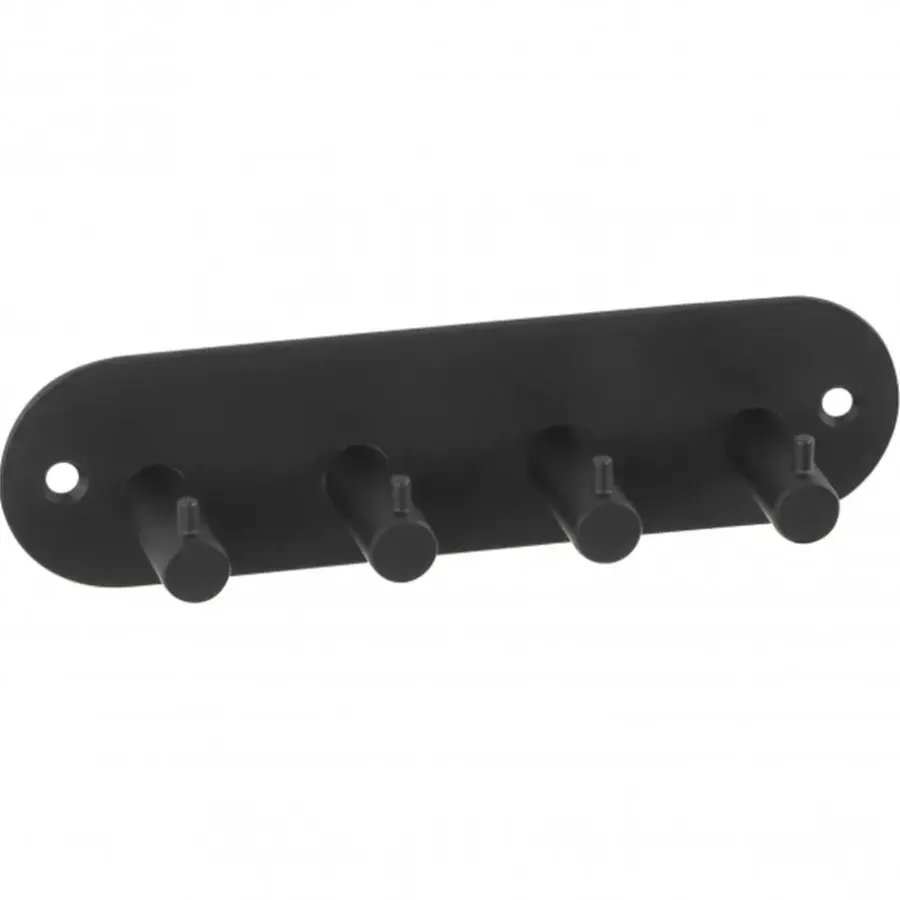 Kapstokken-SIRO Kapstok - 4 ophang haken - metaal - mat zwart - 11 x 21 cm