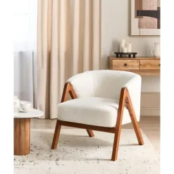 Beliani SKEI - Fauteuil - Wit - Bouclé
