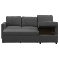 Leen Bakker Slaapbank Turijn met opbergruimte - antraciet - 82x215x145 cm