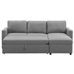 Slaapbanken|Slaapbanken-Leen Bakker Slaapbank Turijn met opbergruimte - grijs - 82x215x145 cm