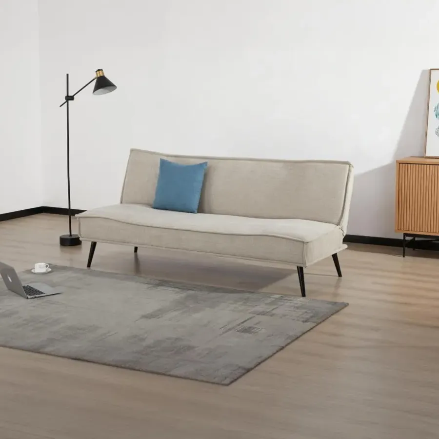Giga Meubel Slaapbank 3-Zits - Beige Stof - Zithoogte 43cm - 181x83x81cm - Mali