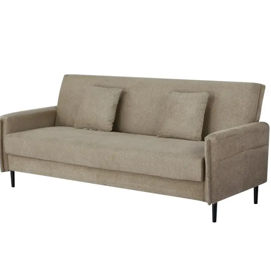 Slaapbanken|Slaapbanken-Giga Meubel Slaapbank 3-Zits - Taupe Stof - Zithoogte 47cm - 200x85x87cm - Torvi