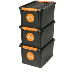 Opbergboxen-SmartStore Stevige Opbergbox 49L Set van 3 - 59x39x34cm