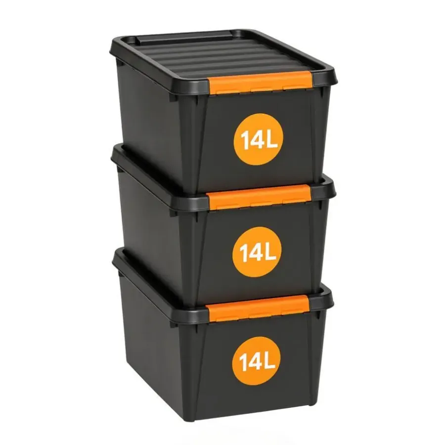 Opbergboxen-SmartStore Stevige Opbergbox 14L Set van 3 - 40x30x19cm