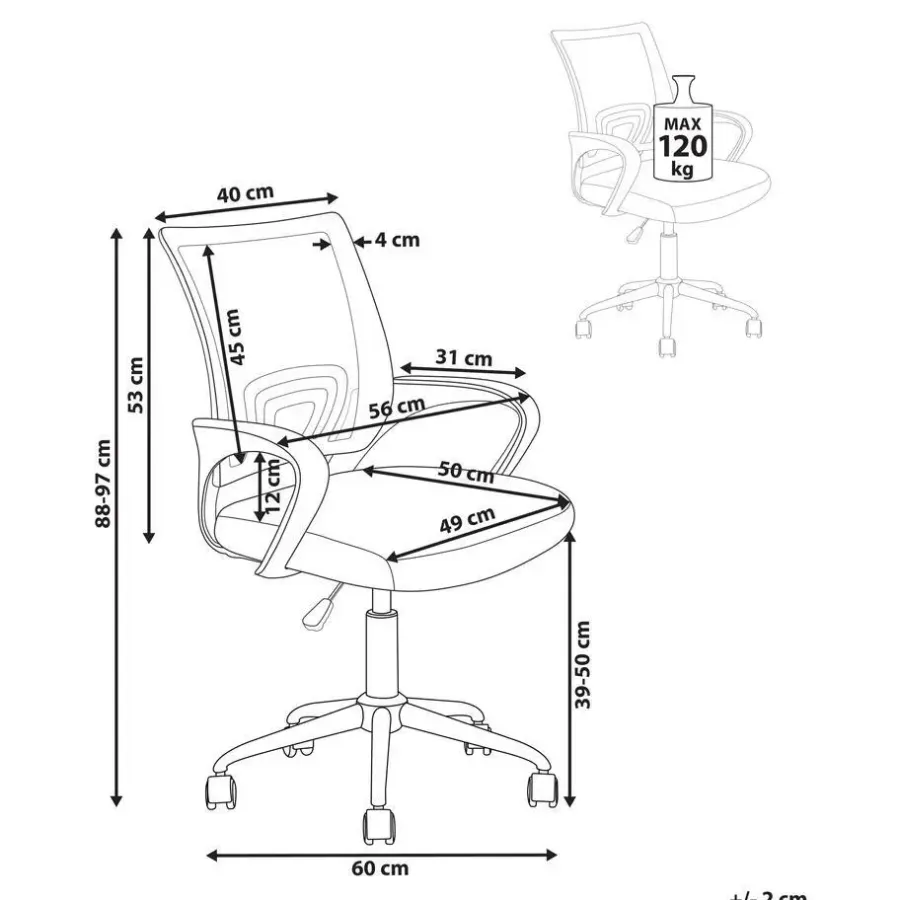 Beliani SOLID - Bureaustoel - Grijs - Polyester
