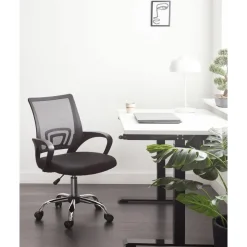 Bureaustoelen|Bureaustoelen-Beliani SOLID - Bureaustoel - Zwart - Polyester