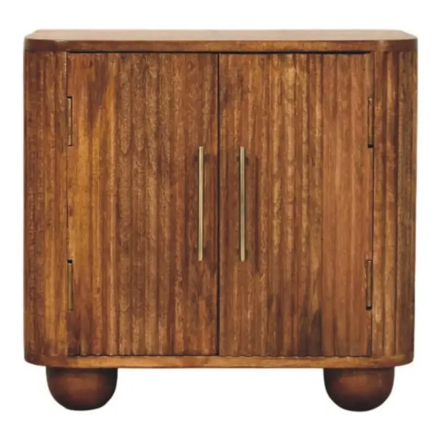 Dressoirs-Artisan Furniture Solis Geribbelde Dressoir, 2 Deuren en 2 Planken, Lichtbruin