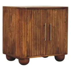 Dressoirs-Artisan Furniture Solis Geribbelde Dressoir, 2 Deuren en 2 Planken, Lichtbruin