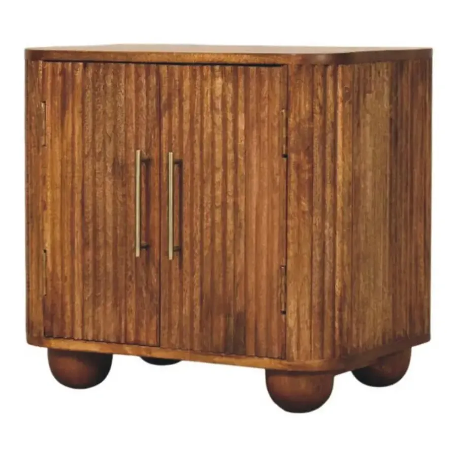 Dressoirs-Artisan Furniture Solis Geribbelde Dressoir, 2 Deuren en 2 Planken, Lichtbruin